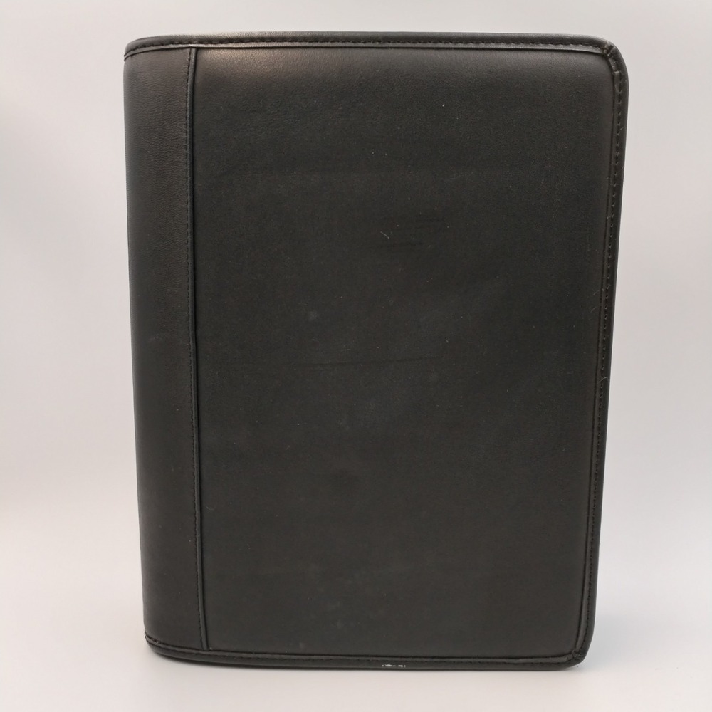 Franklin Planner Classic Leather Zipper Binder 7 Ring Organizer Black 19624.498